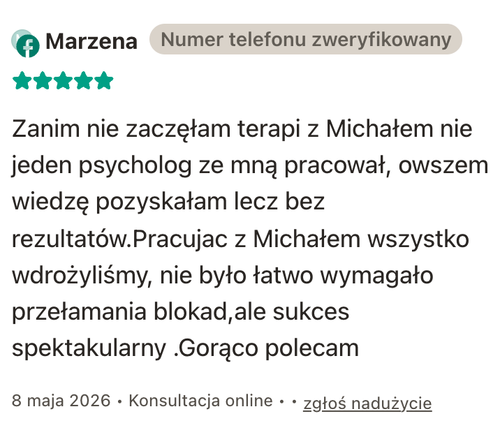 Zrzut opinii użytkownika Marzena z profilu ZnanyLekarz