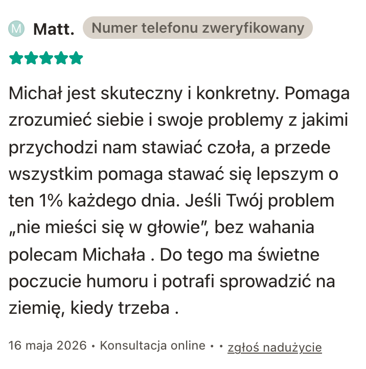 Zrzut opinii użytkownika Matt. z profilu ZnanyLekarz