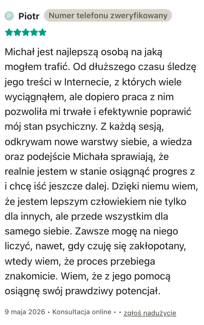 Zrzut opinii użytkownika Piotr z profilu ZnanyLekarz